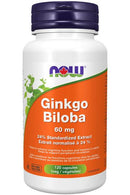 NOW Ginkgo Biloba 60mg 120 Veg Capsules - Five Natural