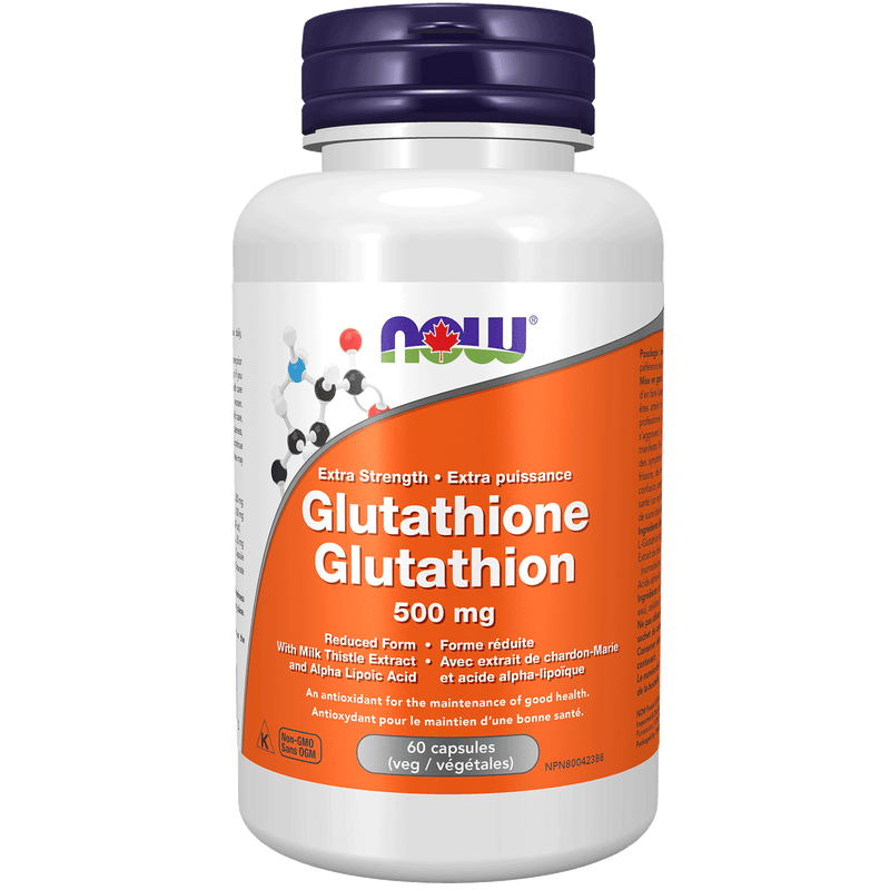 NOW Glutathione 500mg 60 Veg Capsules - Five Natural