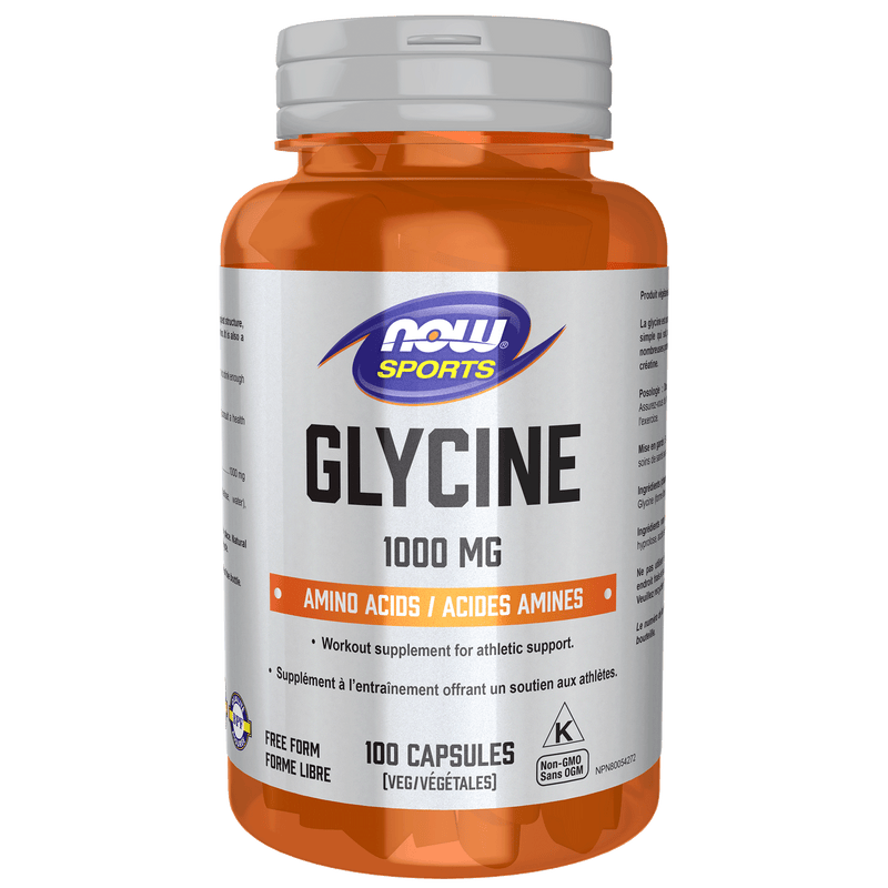 NOW Glycine 1000mg 100 Veg Capsules - Five Natural