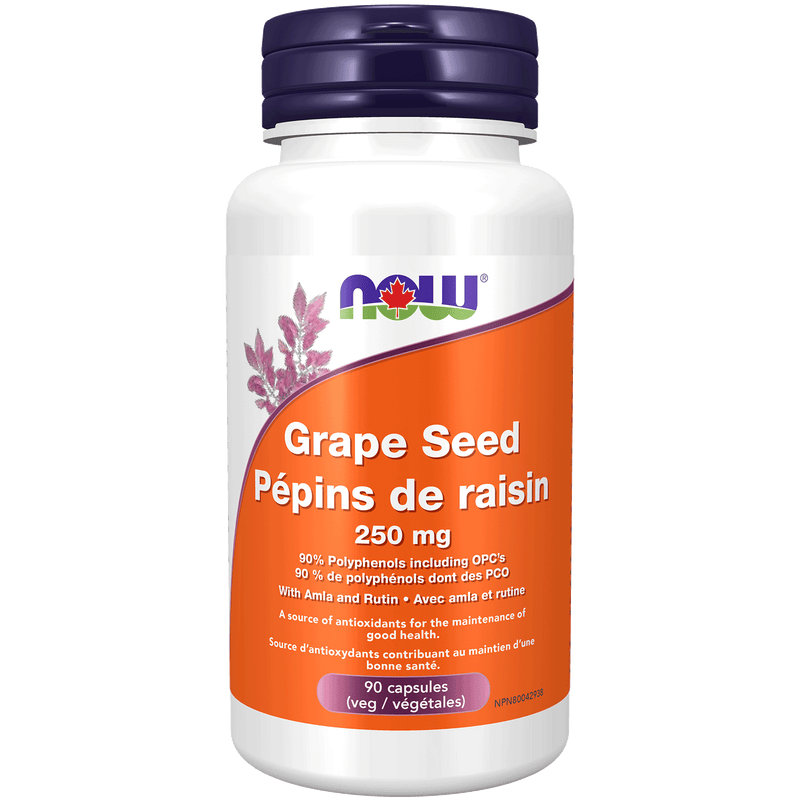 NOW Grape Seed Extract 250mg 90 Veg Capsules - Five Natural