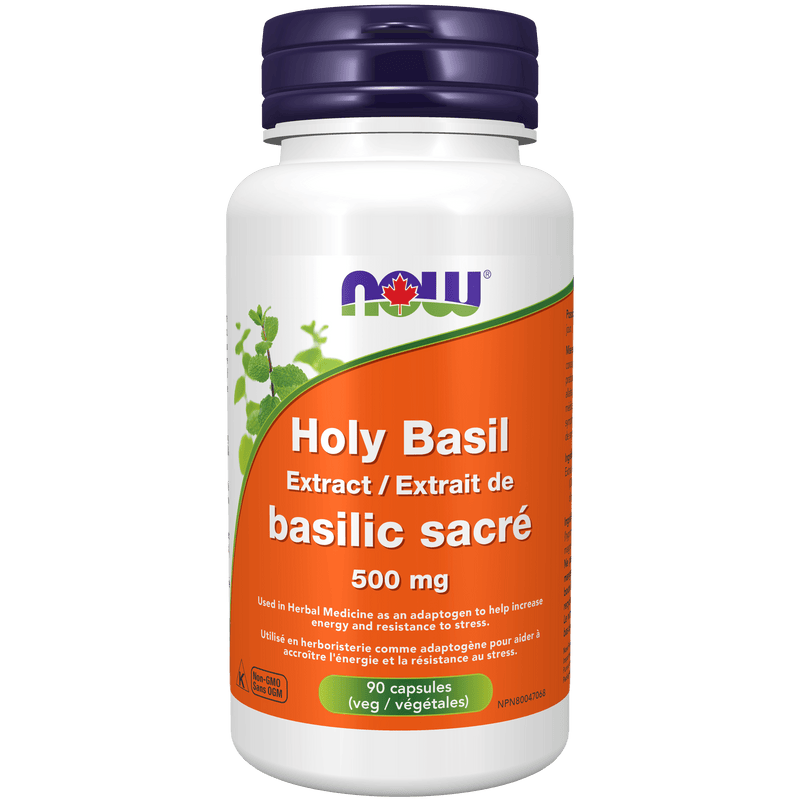 NOW Holy Basil 500mg 90 Veg Capsules - Five Natural