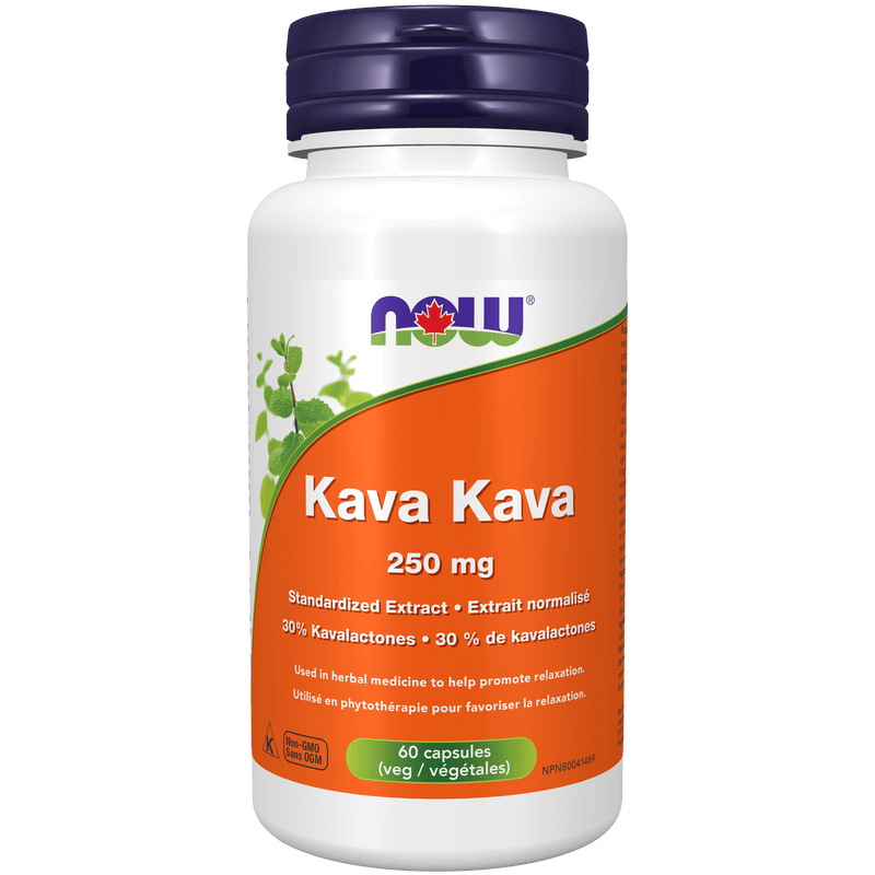 NOW Kava Kava 250mg 100mg 60 Veg Capsules - Five Natural