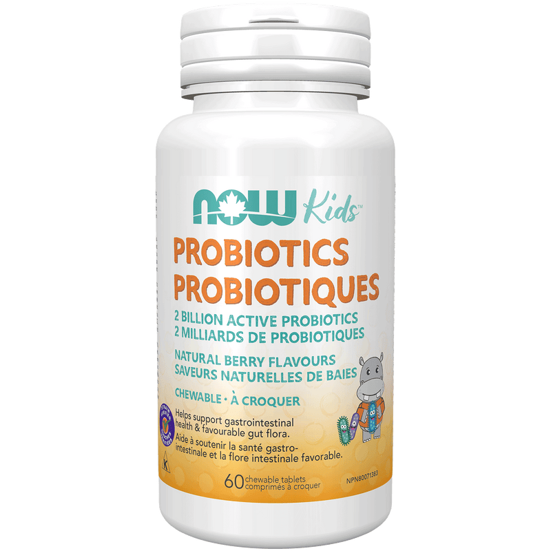 NOW Kids Probiotic 2 Billion 60 Chewable Tablets - Five Natural
