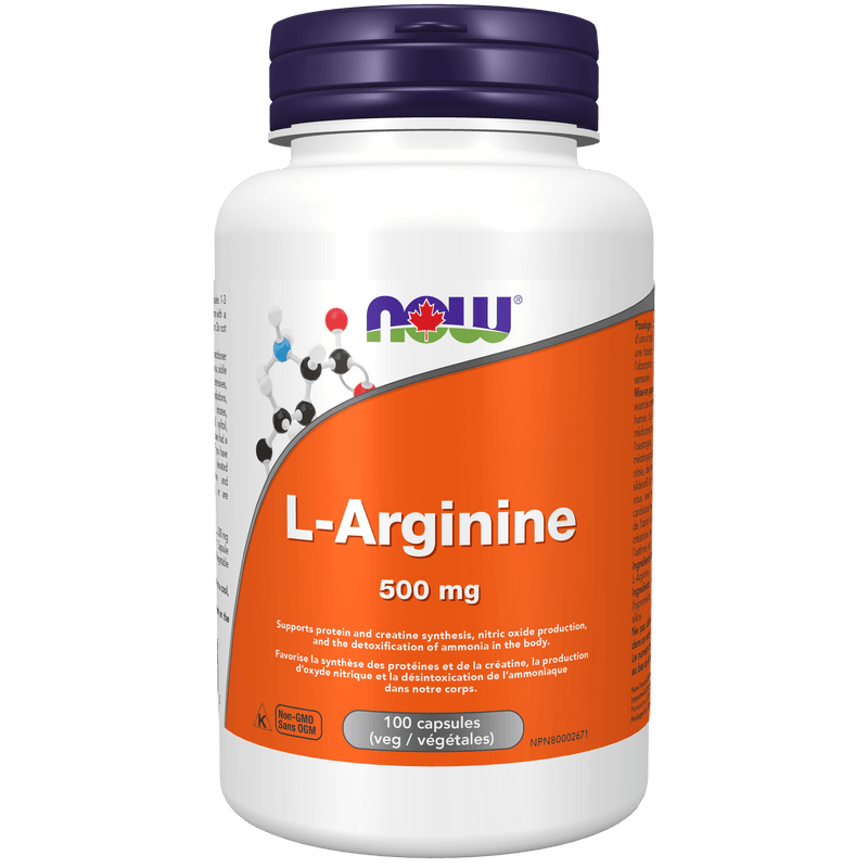 NOW L-Arginine 500mg 100 Capsules - Five Natural