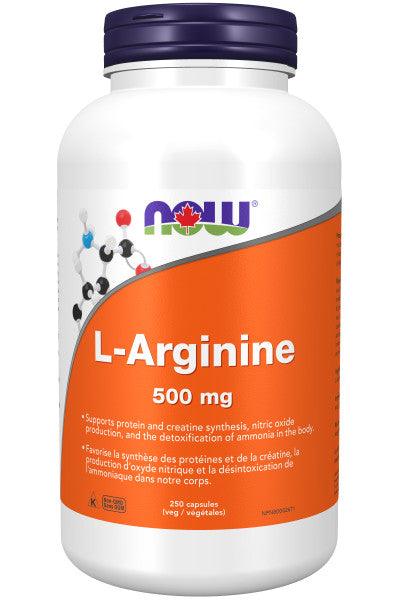 NOW L-Arginine 500mg 250 Capsules - Five Natural
