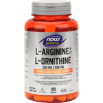 NOW L-Arginine500mg L-Ornithine 250mg 100 Capsules - Five Natural