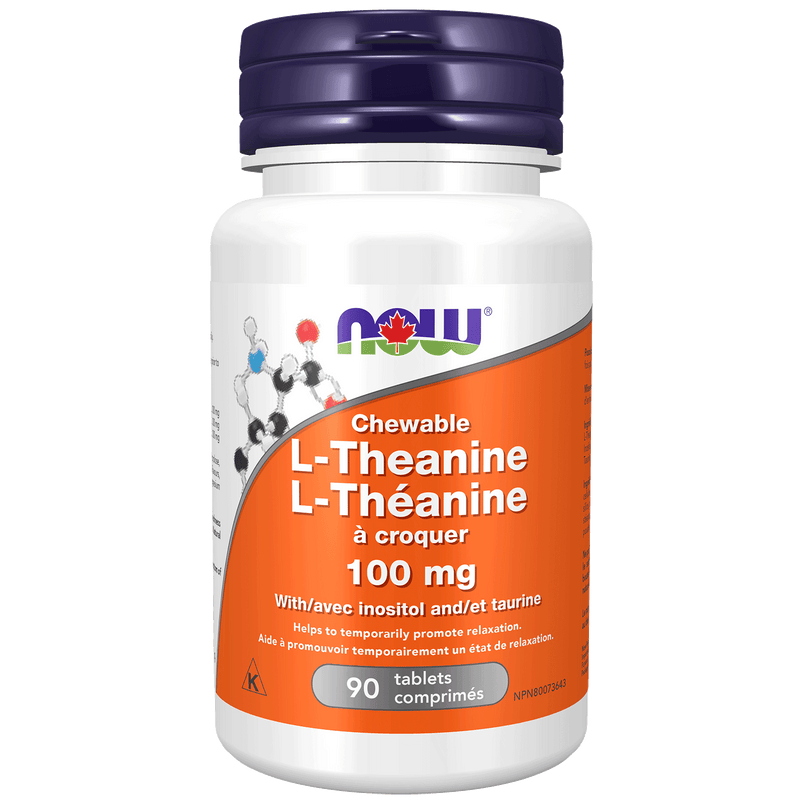 NOW L-Theanine 100mg Plus Chew 90 Tablets - Five Natural