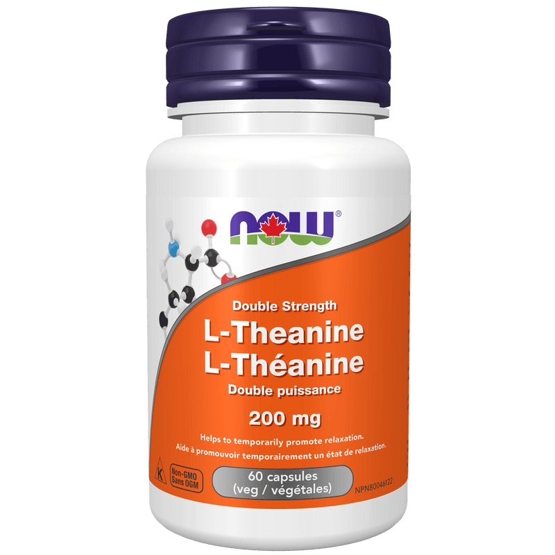 NOW L-Theanine 200mg 60 Veg Capsules - Five Natural