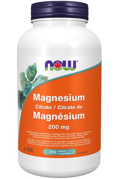 NOW Magnesium Citrate 200mg 250 Tablets - Five Natural