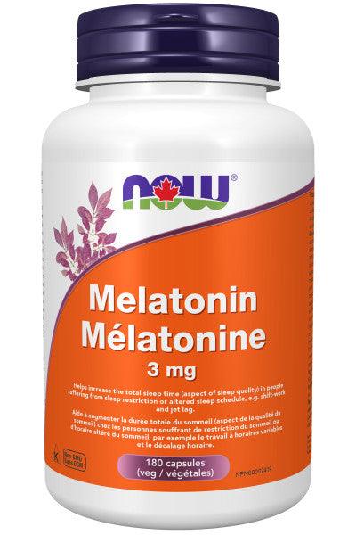 NOW Melatonin 3mg 180 Veg Capsules - Five Natural