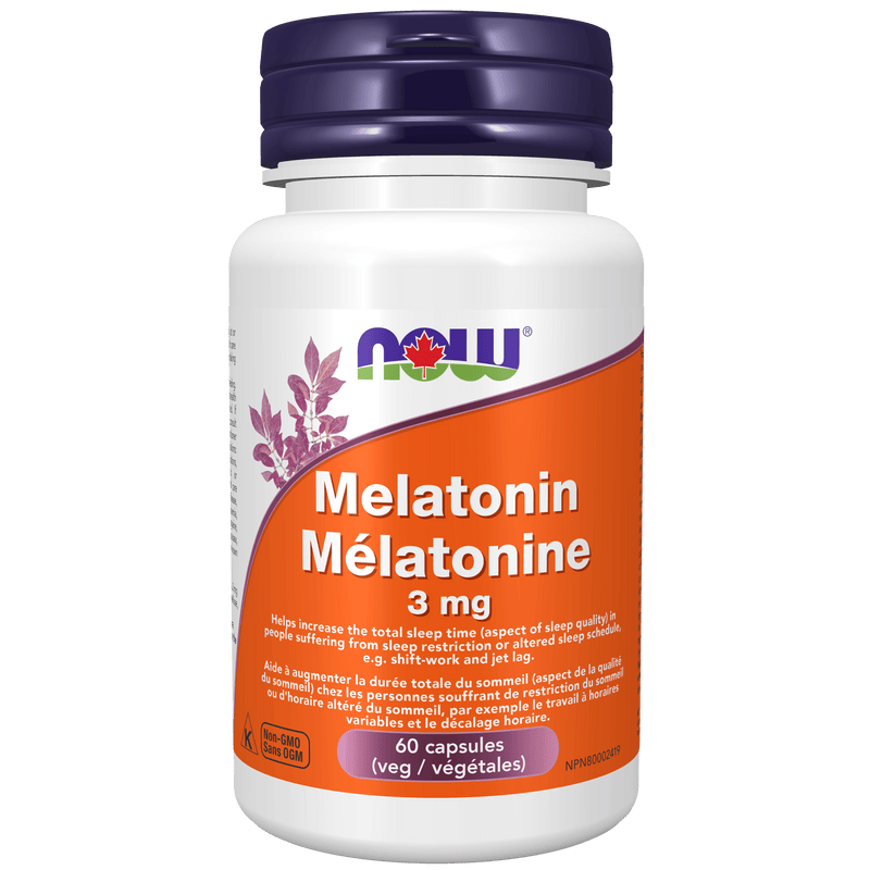 NOW Melatonin 3mg 60 Veg Capsules - Five Natural
