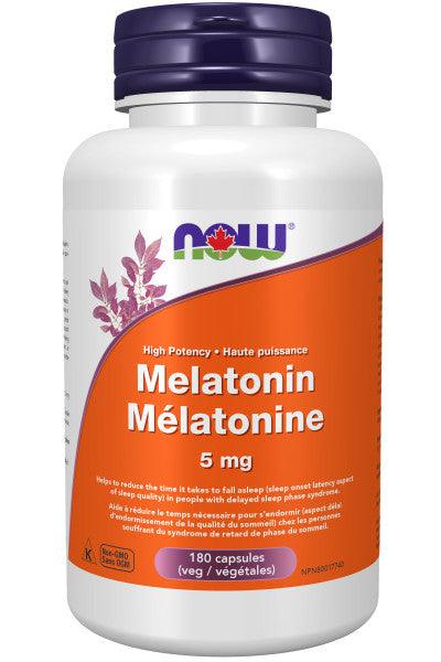 NOW Melatonin 5mg 180 Veg Capsules - Five Natural