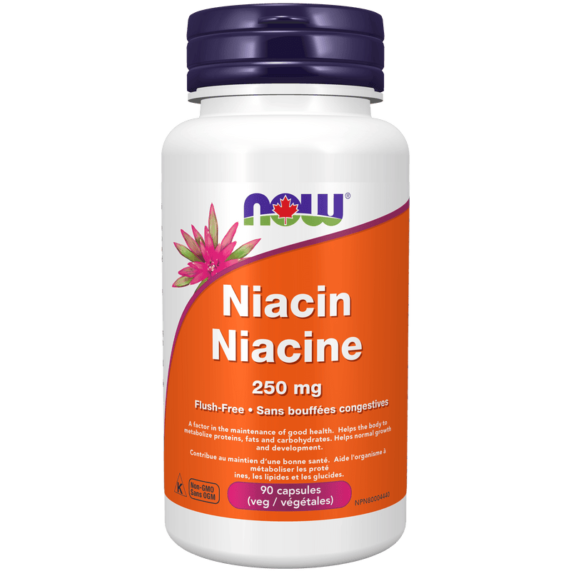 NOW Niacin Flush Free 250mg 90 Veg Capsules - Five Natural