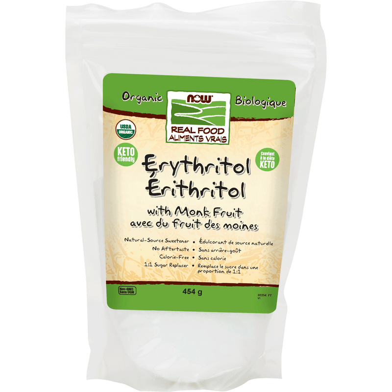 NOW Organic Erythritol and Org Monk Fruit 454g - Five Natural