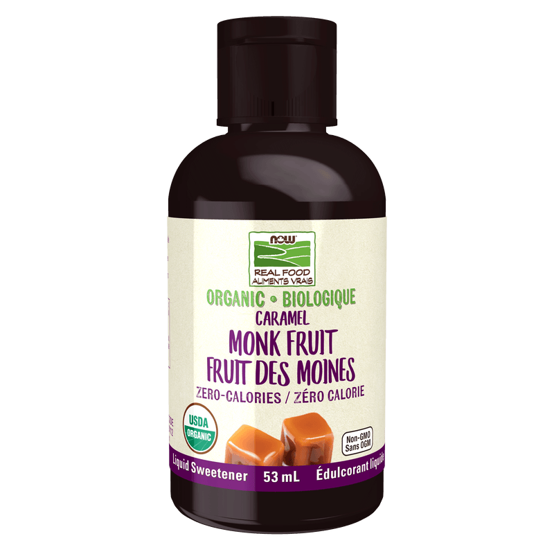 NOW Organic Monk Fruit Liquid Sweetener Caramel 53mL - Five Natural