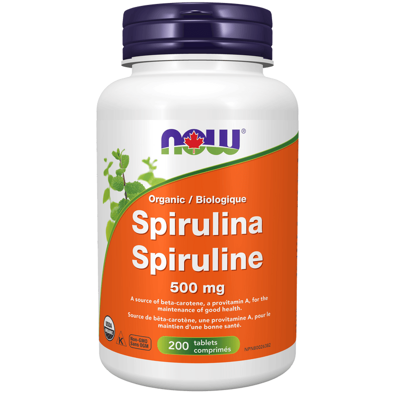 NOW Organic Spirulina 500mg 200 Tablets - Five Natural