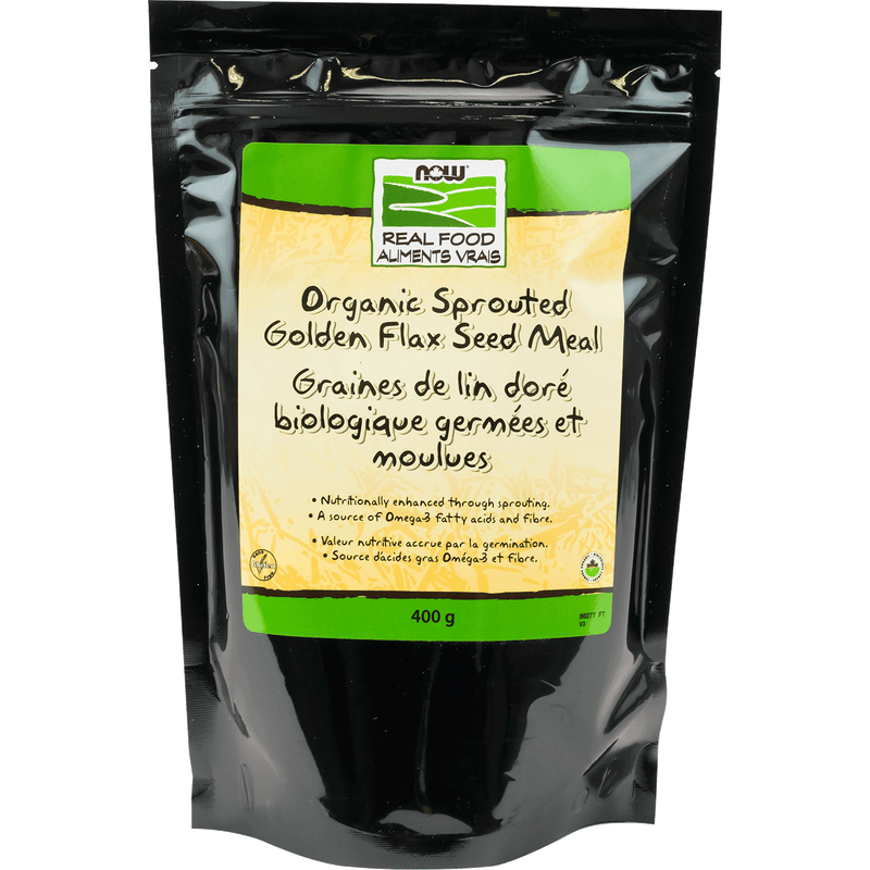 NOW Organic Sprouted Golden Flax Seed Meal 400g - Five Natural