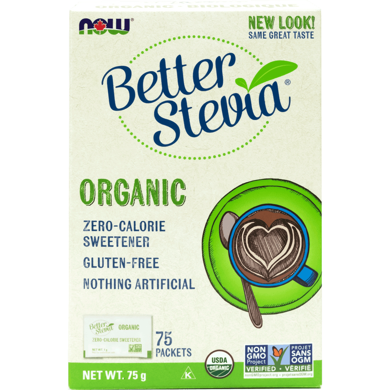 NOW Organic Stevia with Inulin 1g 75 Packets - Five Natural