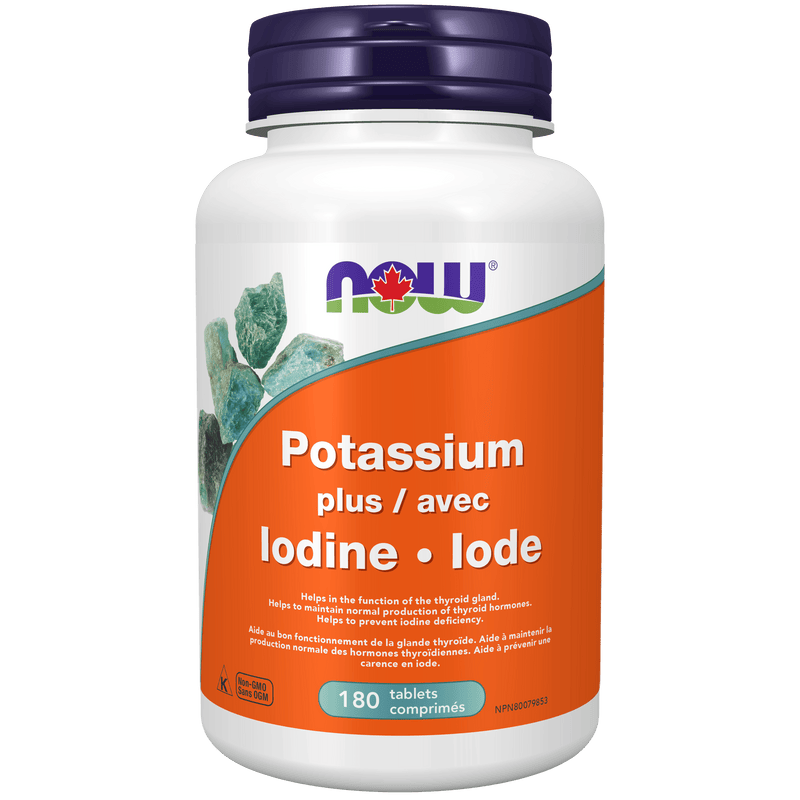 NOW Potassium+Iodine 225mcg 180 Tablets - Five Natural