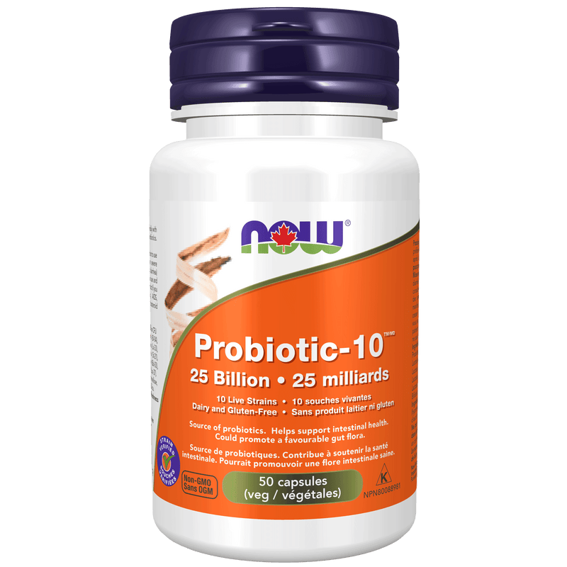 NOW Probiotic-10 25 Billion (10 Strains) 50 Veg Capsules - Five Natural