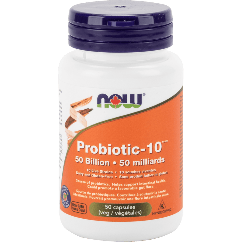 NOW Probiotic-10  50 Billion (10 Strains) 50 Veg Capsules - Five Natural