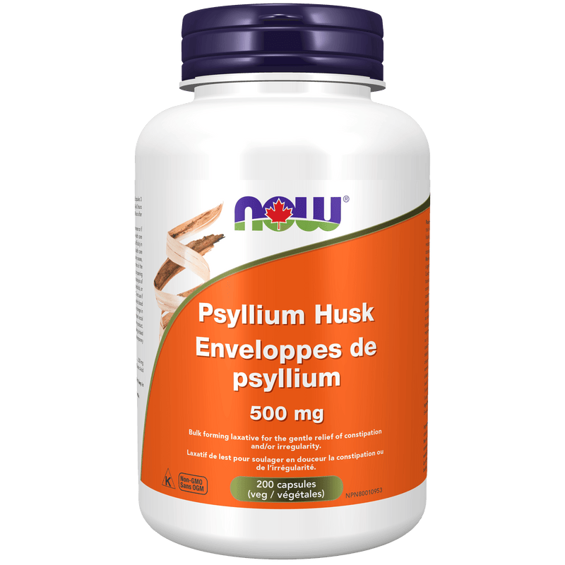NOW Psyllium Husk 500mg 200 Capsules - Five Natural