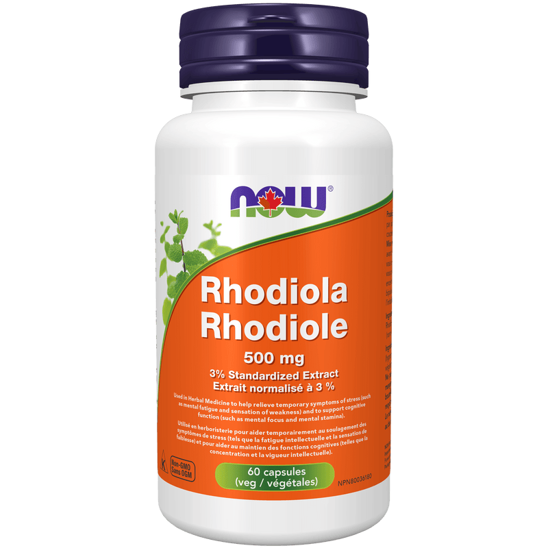 NOW Rhodiola (Arctic Root) 500mg 60 Veg Capsules - Five Natural