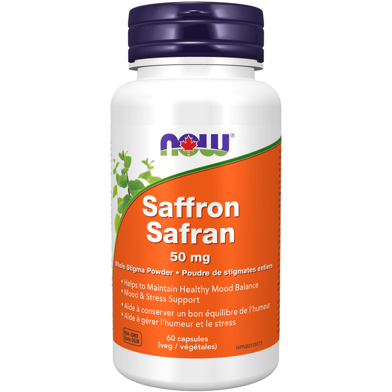NOW Saffron 50mg 60 Veg Capsules - Five Natural