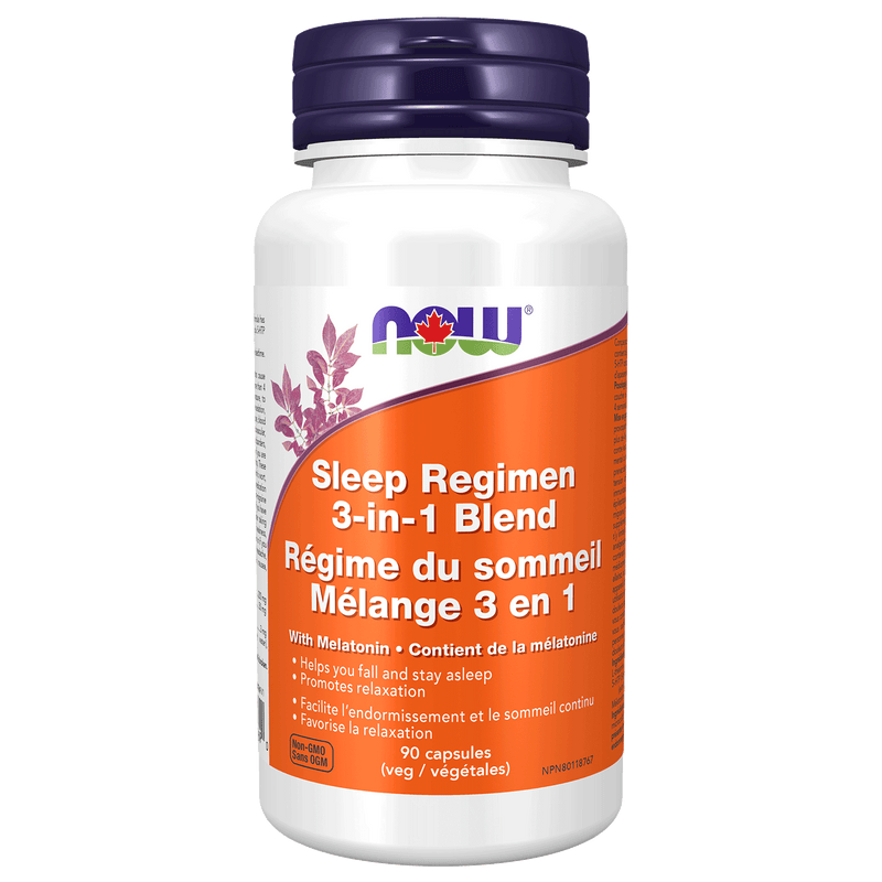 NOW Sleep Regimen 3-in-1 & Melatonin 3mg 90 Veg Capsules - Five Natural