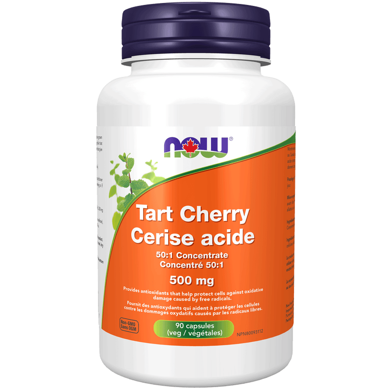 NOW Tart Montmorency Cherry Concentrate 500mg 90 Veg Capsules - Five Natural