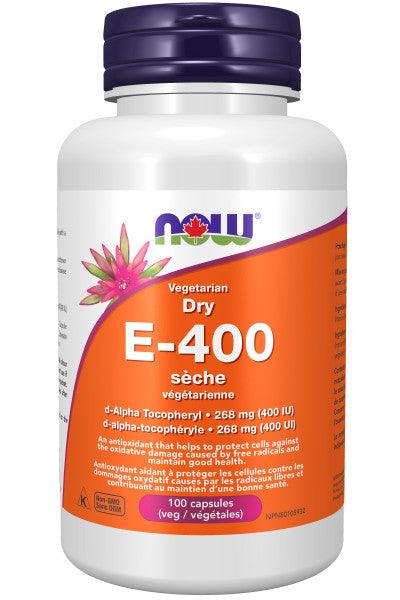 NOW Vegetarian Dry E-400 IU 100 Veg Capsules - Five Natural