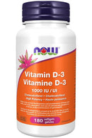 NOW Vitamin D-3 1,000 IU 180 Softgels - Five Natural