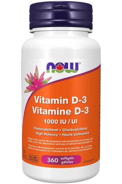 NOW Vitamin D-3 1,000 IU 360 Softgels - Five Natural