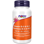 NOW Vitamin D-3 1,000 IU & K2 45mcg 120 Veg Capsules - Five Natural