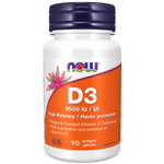 NOW Vitamin D-3 2,500 IU 90 Softgels - Five Natural