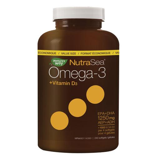 NutraSea+D Omega-3 Lemon 240 Softgels - Five Natural
