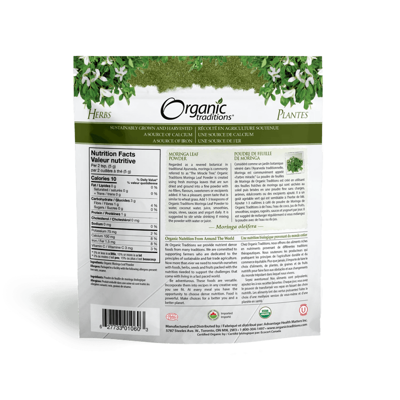 Organic Traditions Moringa Leaf Powder 200g - Five Natural