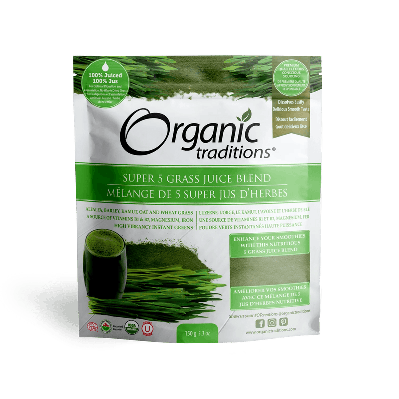 Organic Traditions Super 5 Grass Juice Blend 150g - Five Natural