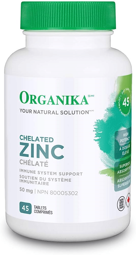 Organika Chelated Zinc 50mg 45 Tablets - Five Natural