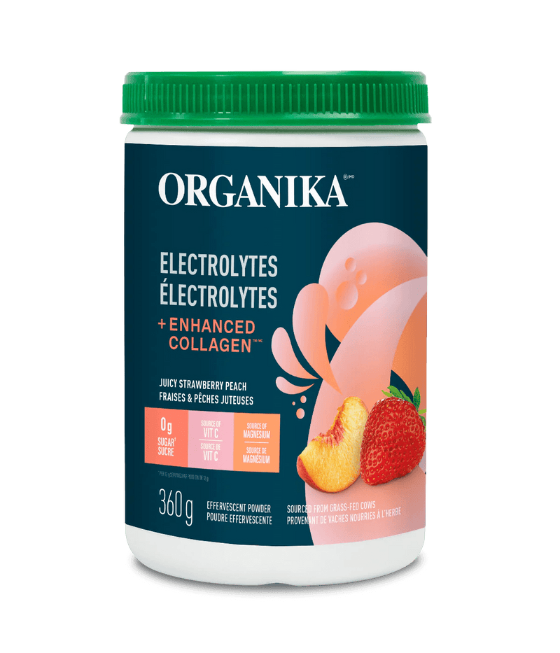 Organika Electrolytes + Enhanced Collagen Juicy Strawberry Peach 360g - Five Natural