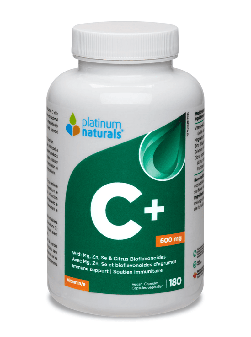 Platinum Naturals Vitamin C+ (Formerly Activated-C 600 Mg) 180 Vegan Capsules - Five Natural
