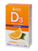 Platinum Naturals Vitamin D3 Drops 2500IU Extra Strength Orange 15mL - Five Natural