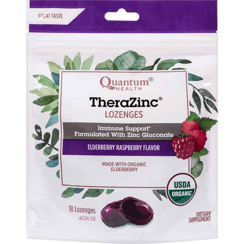 Quantum Organic TheraZinc Elderberry 18 Lozenges - Five Natural