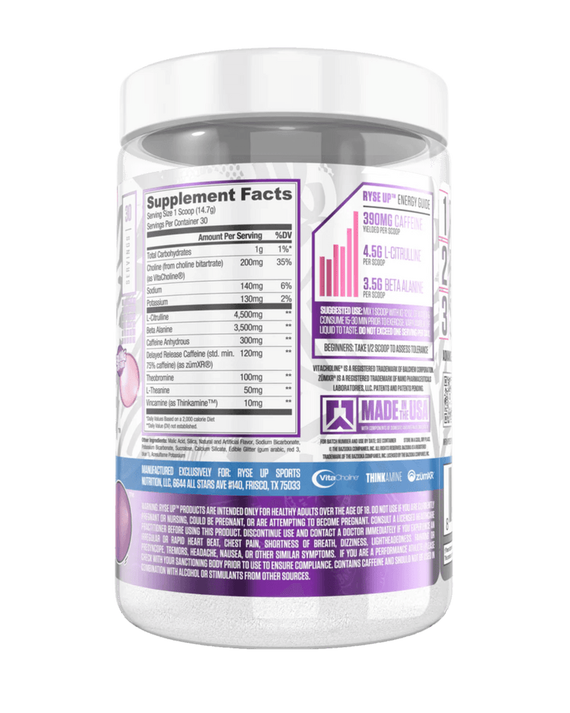 Ryse Loaded Pre - Bazooka Grape 30 Servings - Five Natural