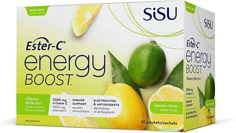 Sisu Ester-C Energy Boost Lemon Lime 30 Packets - Five Natural
