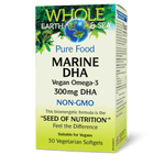 Whole Earth & Sea Marine DHA Vegan Omega-3 30 Veg Softgels - Five Natural