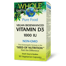 Whole Earth & Sea Vegan Bioenhanced Vitamin D3 1000 IU 90 Veg Capsules - Five Natural